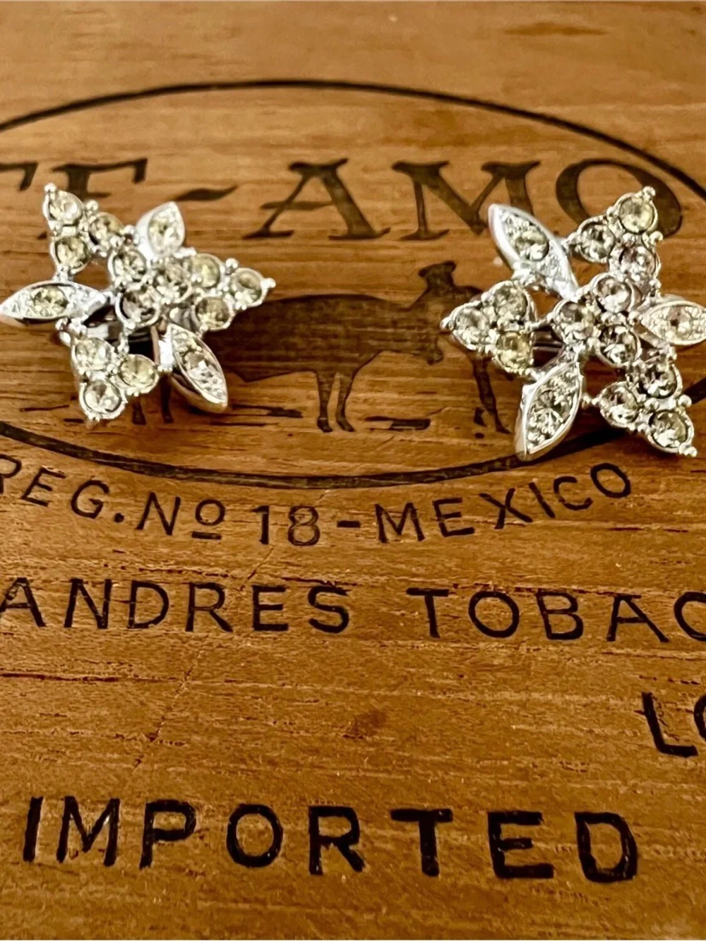 Vintage Sarah Coventry rhinestone starburst clip on earrings, 1960s